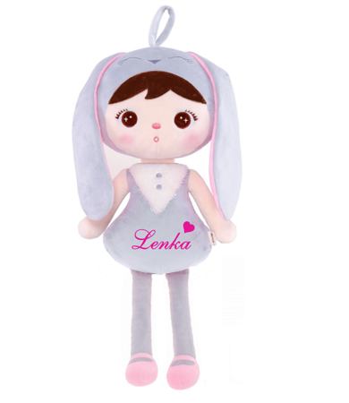 Metoo Personalized Grey Bunny Girl Doll