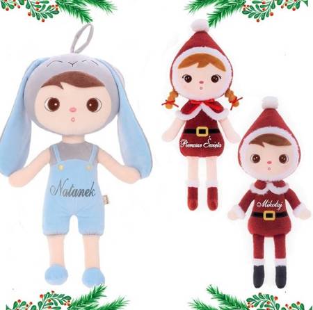 Set of Dolls - Personalized Bunny Boy and Christmas Doll