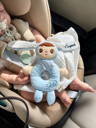 Metoo Rattle Personalized Blue Bunny Boy