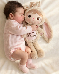 Metoo Personalized Fluffy Light Beige Bunny Girl with Bow