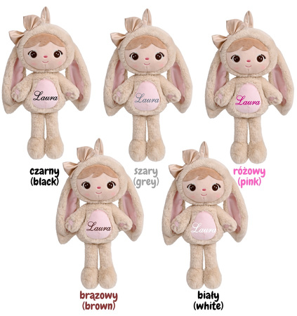 Metoo Personalized  Fluffy Light Beige Bunny Girl with Bow