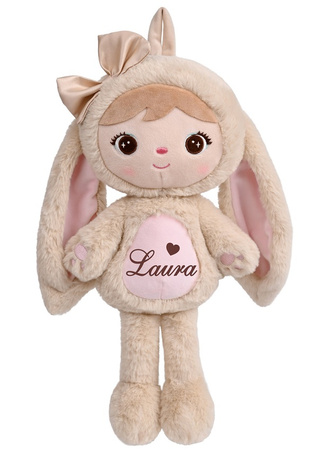 Metoo Personalized  Fluffy Light Beige Bunny Girl with Bow
