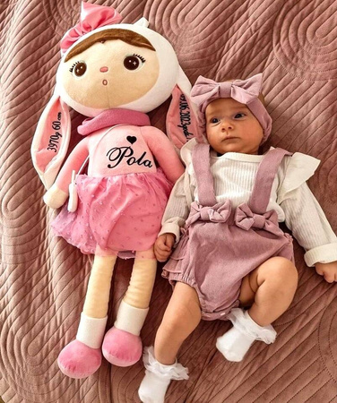 Metoo Personalized Pink Bunny with Bow XL Doll 70 cm