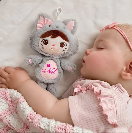 Metoo Personalized Mini Smiled Fluffy Bunny with Bow - Beige