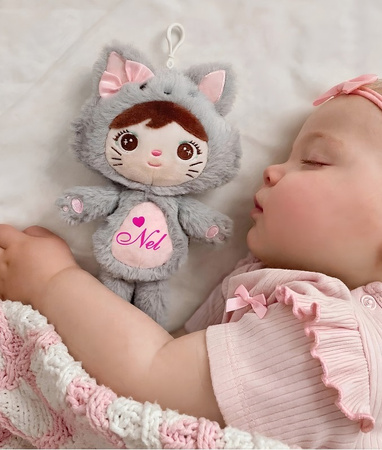 Metoo Personalized Mini Smiled Fluffy Bunny with Bow - Beige