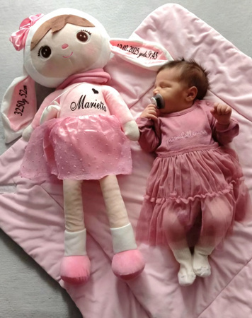 Metoo Personalized Pink Bunny with Bow XL Doll 70 cm